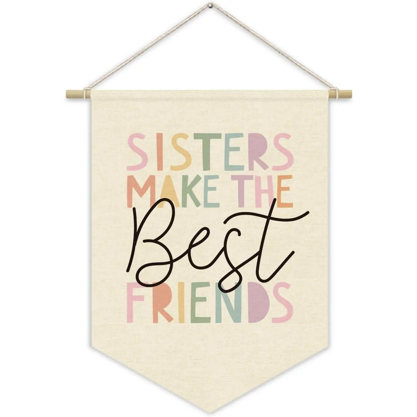 Girls Room Wall Art Decor,Cute  Girl Room   Bedroom Playroom Canvas Banner Decorations,Sisters Make   Wall  Pennant Flag Banner for Teen Little Girls