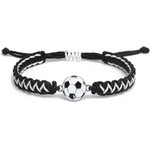 Trending Football Woven Hand Rope Adjustable Pullable Stackable Versatile Bracelet for Men Women