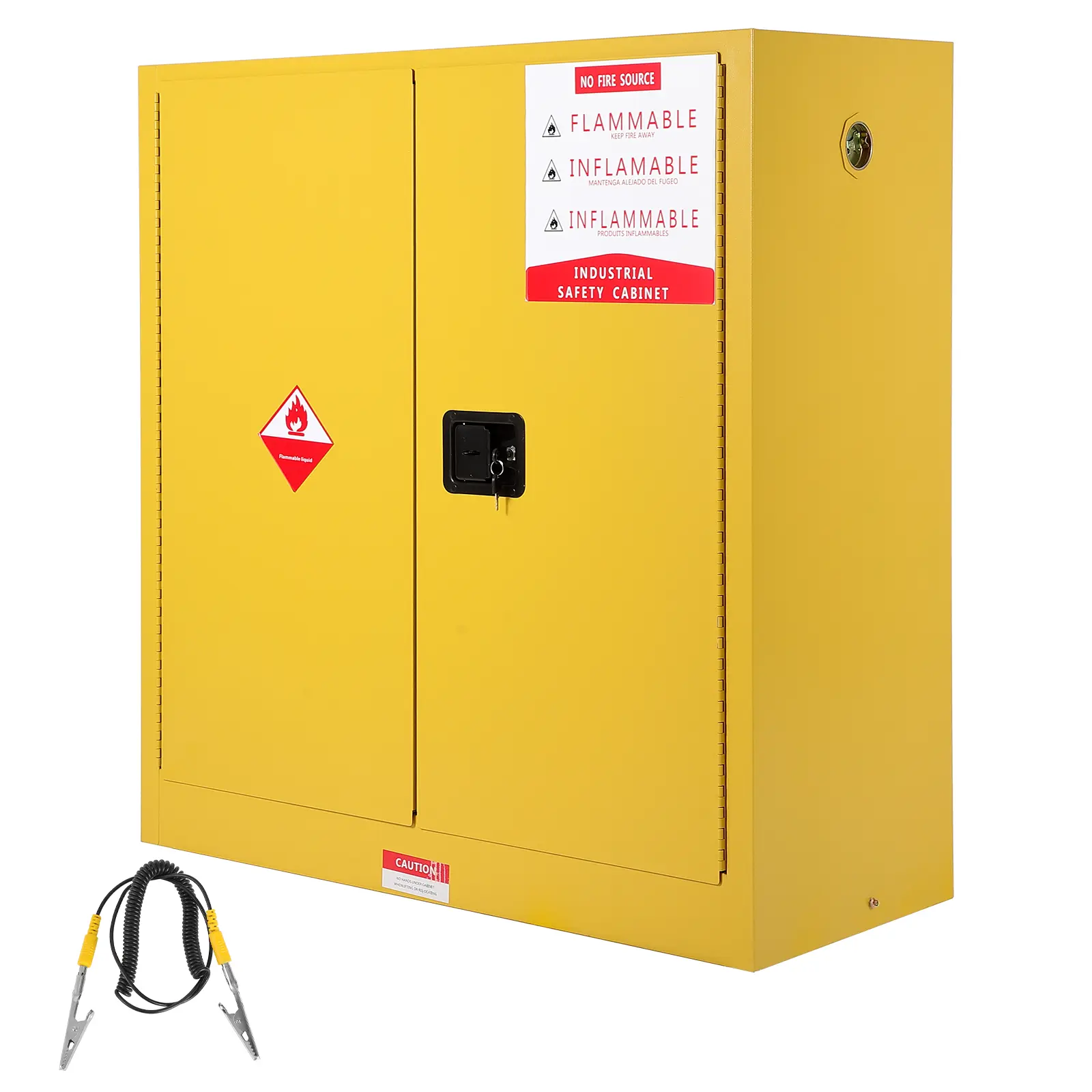 30-Gallon Flammable Safety Cabinet, 18x43x44 Inches, Auto-Close Doors, 3-Point Lock, Cold-Rolled Steel, Yellow
