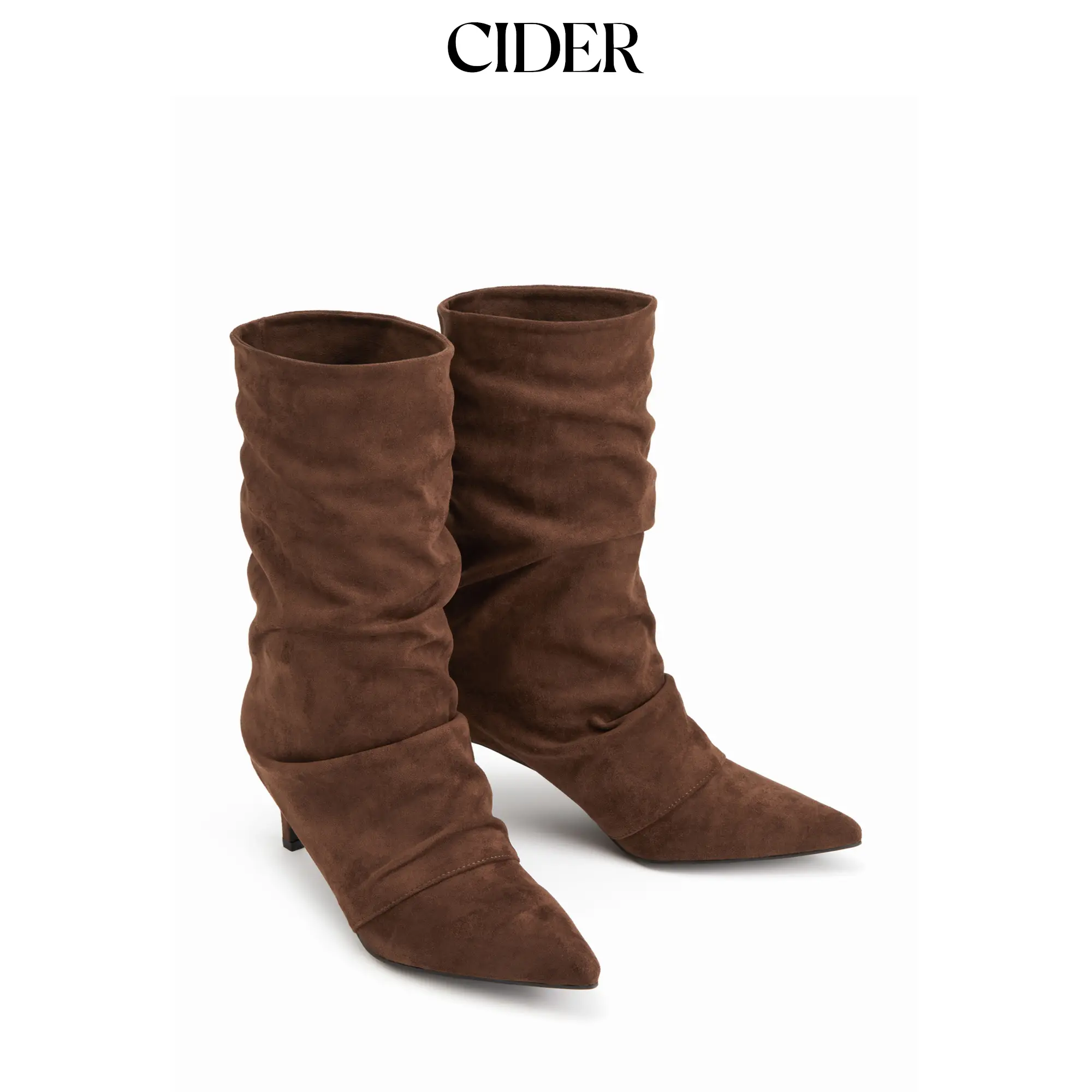 Cider FAUX SUEDE RUCHED MID-CALF BOOTS