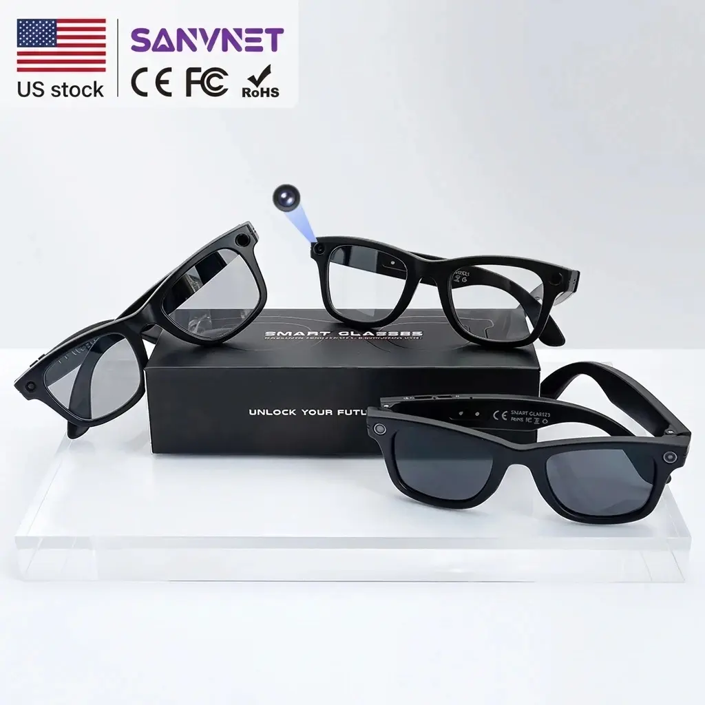 Hot TikTok Toy 2026 SANVNET GS4 MAX AI Smart Glasses 8MP HD Camera 1080P Video Recording Sunglasses ChatGPT AI Translation BT Audio Eyewear