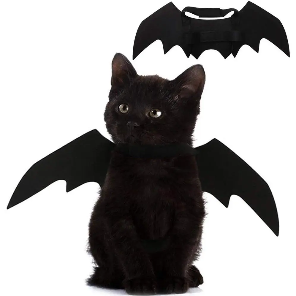 Bat Shape Pet Wings Set - Cosplay Fun Cat & Puppy Collar Leash Dress-Up Accessories, Halloween Party Decoration