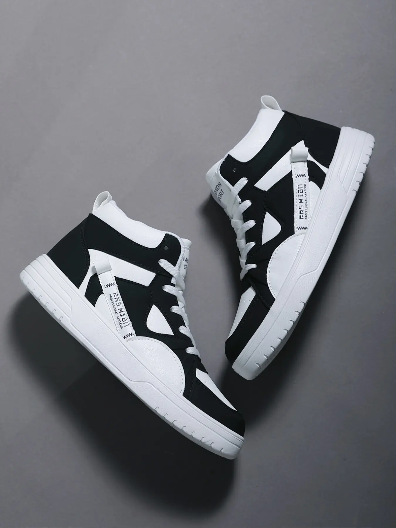 Unisex High-Top Skate Shoes, Patchwork PU Leather, Breathable Soft Lining, Durable Eva Sole, Fall Winter Sneakers