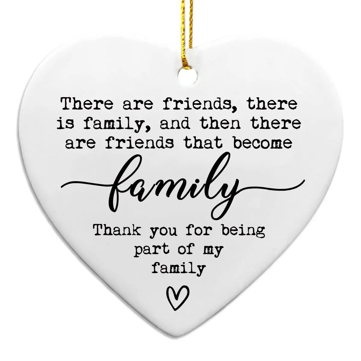Friendship Gifts for , Ceramic Heart Ornament with  Box,  Become Family  Heart  for Birthday, Christmas, Thank You, Going   for