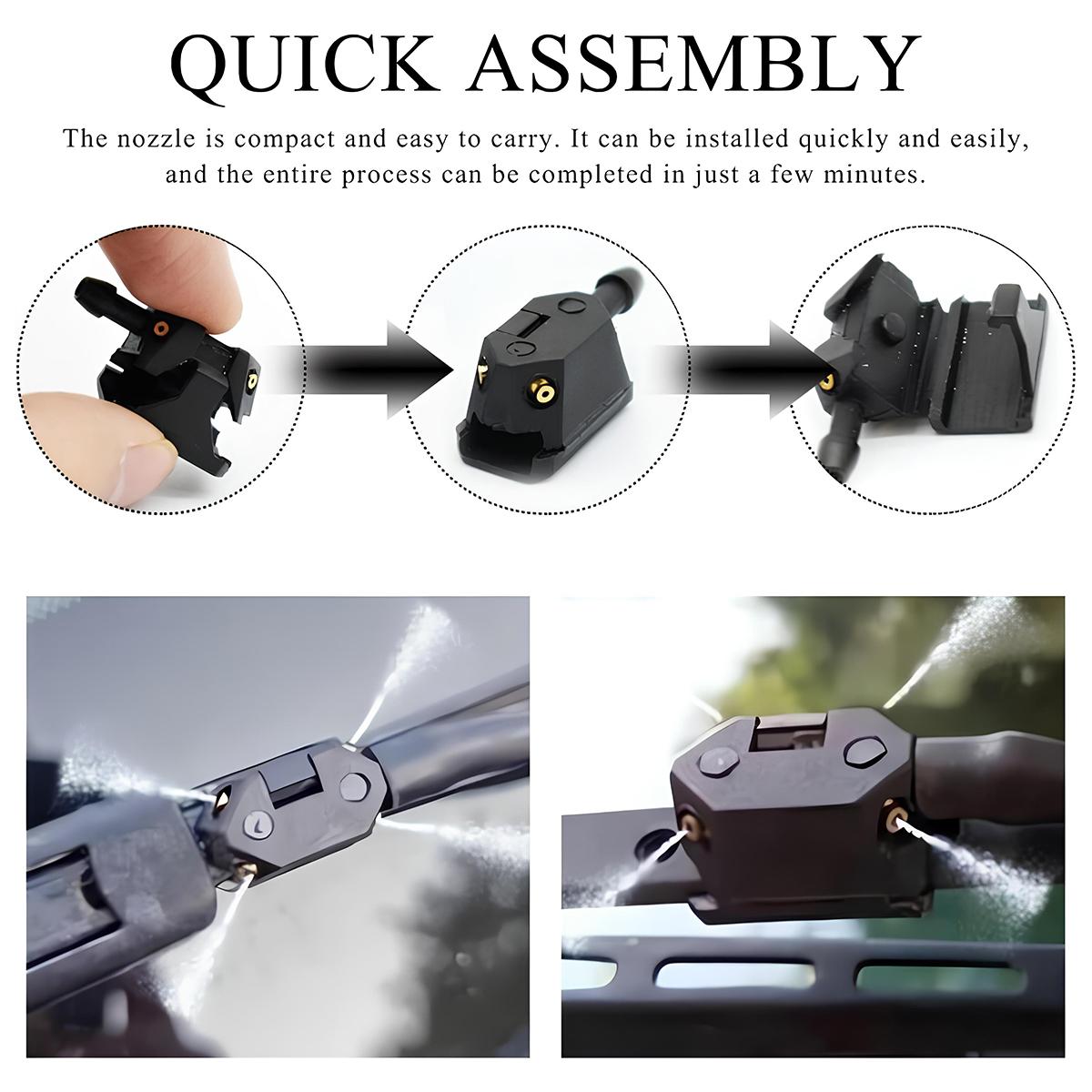 2 PCS Front Windshield Washer Nozzles, 4 Holes Car Windshield Washer Wiper Arm Sprayer, Auto Left Right Windshield Washer Squirter Nozzle Replacement, Universal Vehicle Accessories