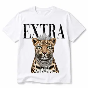 Leopard Queen Crowned Cheetah Print Short-Sleeve Unisex Casual Streetwear Tee,Men's,Grunge