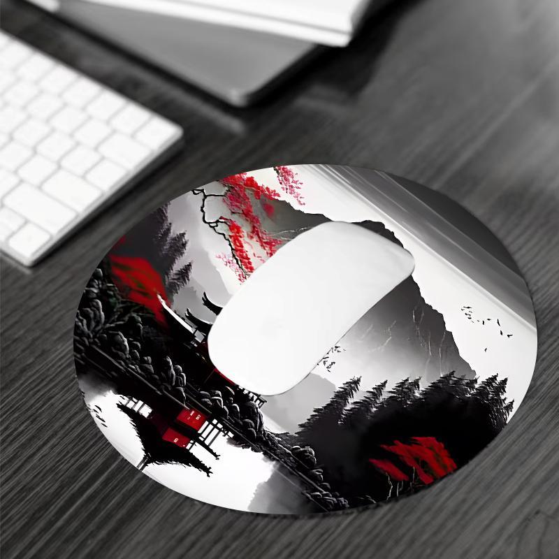 Japanese Landscape Pattern Mouse Pad, Rectangle Gaming Mouse Pad, Non-slip Mousepad, Office Desk Keyboard Mouse Mat for Home Office Game Room Desk