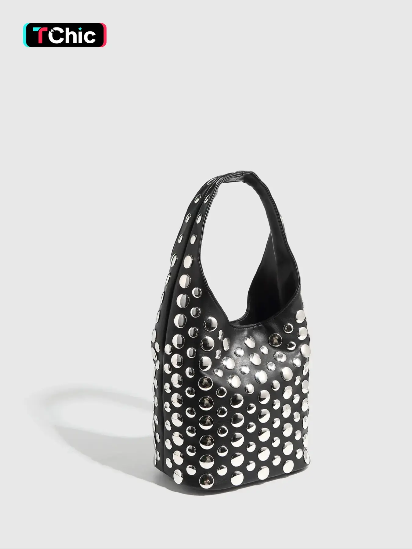Punk Style Studded Decor Shoulder Bag,  Shoulder Bags, Fashionable Pu Leather Bag for Daily Used, Casual Trendy Versatile High-quality Daily Commuting Bag, Pu Tote Satchel