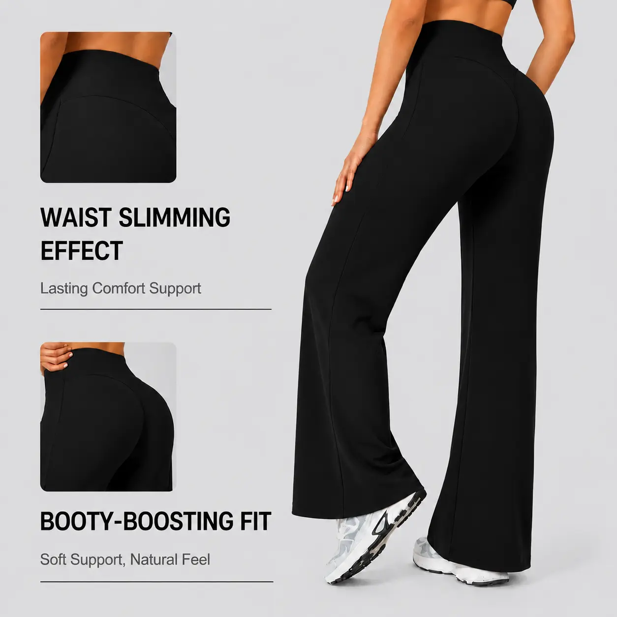 Women's Buttery-Soft High-Waisted Straight Leg Sports Sweatpants - Seamless Front, Lettered Elastic Waistband, Sporty Chic Yoga Loungewear for Females