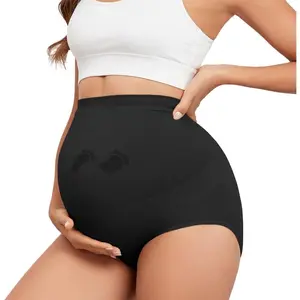 Women's Seamless High-Waisted Maternity Underwear, Over-Bump Pregnancy Panty with Belly Support, Bump Friendly Fashion