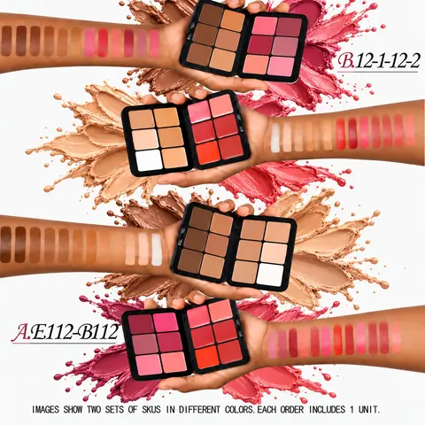 12 Color Cream Concealer & Blush Palette Set, 2 Boxes Cosmetics Products Makeup Palette, Long-lasting Natural Flawless Concealer and Soft Glow Blush, Professional Makeup Set for Women & Girls