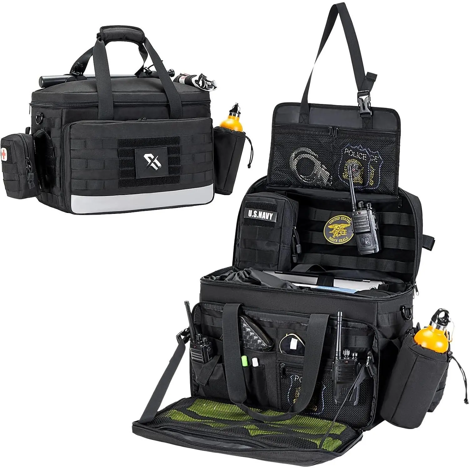 Patrol Bag Law Enforcementt, Front Seat Organizer |  Gear Bag,  Organizer for  Passenger Seat, MOLLE System & Cup Holders