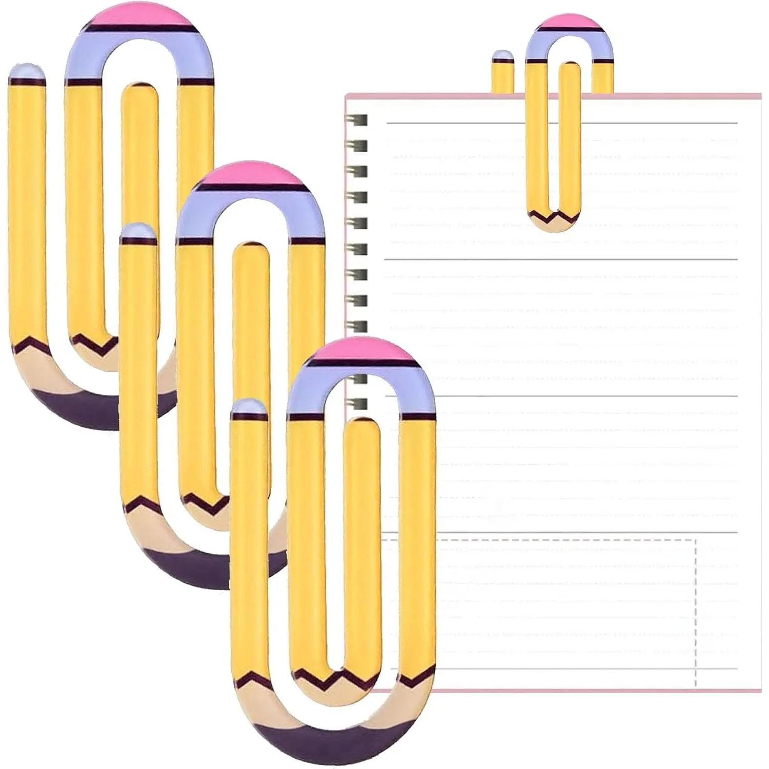 Teacher Paper Clips - 4 Inch  to School  Large  Paperclip Bookmark Clips for Teachers, Students & Book Lovers - School Supplies, Teacher Appreciation  (Pencil Design) 3 count