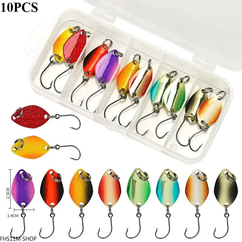10-Pack Premium Metal Spoon Lure, High-Reflection Freshwater Fishing Stream Lure for Angling Sport, Unisex Artificial Bait for Summer Use