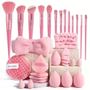 Professional Makeup Brush Set with 12 Brushes and Powder Puff, Soft Nylon Bristles,  Case, Ideal Gift for Women and Girls