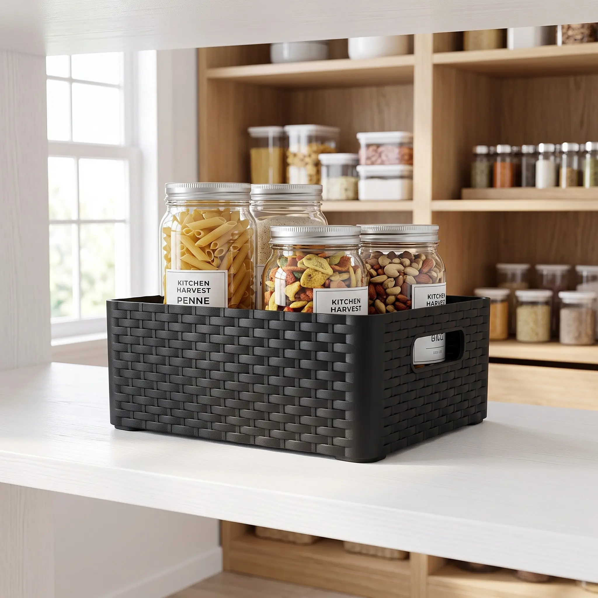 Wave Edge Plastic Storage Bin With Dual Handles Stackable Desktop Organizer Tray Multi Purpose Cabinet Drawer Storage Basket For Kitchen Bathroom Makeup Stationery Snack Home Office Organization