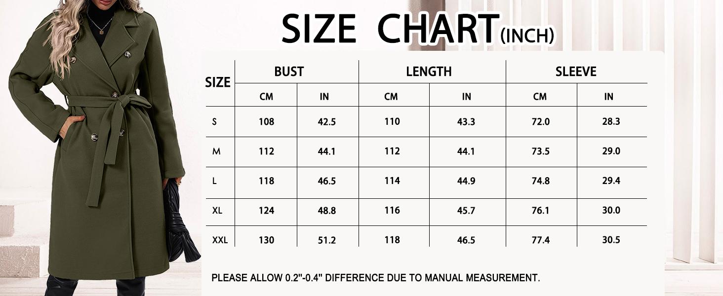 Danedvi Women Elegant Wool Pea Coat Lapel Collar Double Breasted Mid-Long Winter Overcoats with Belted Pockets