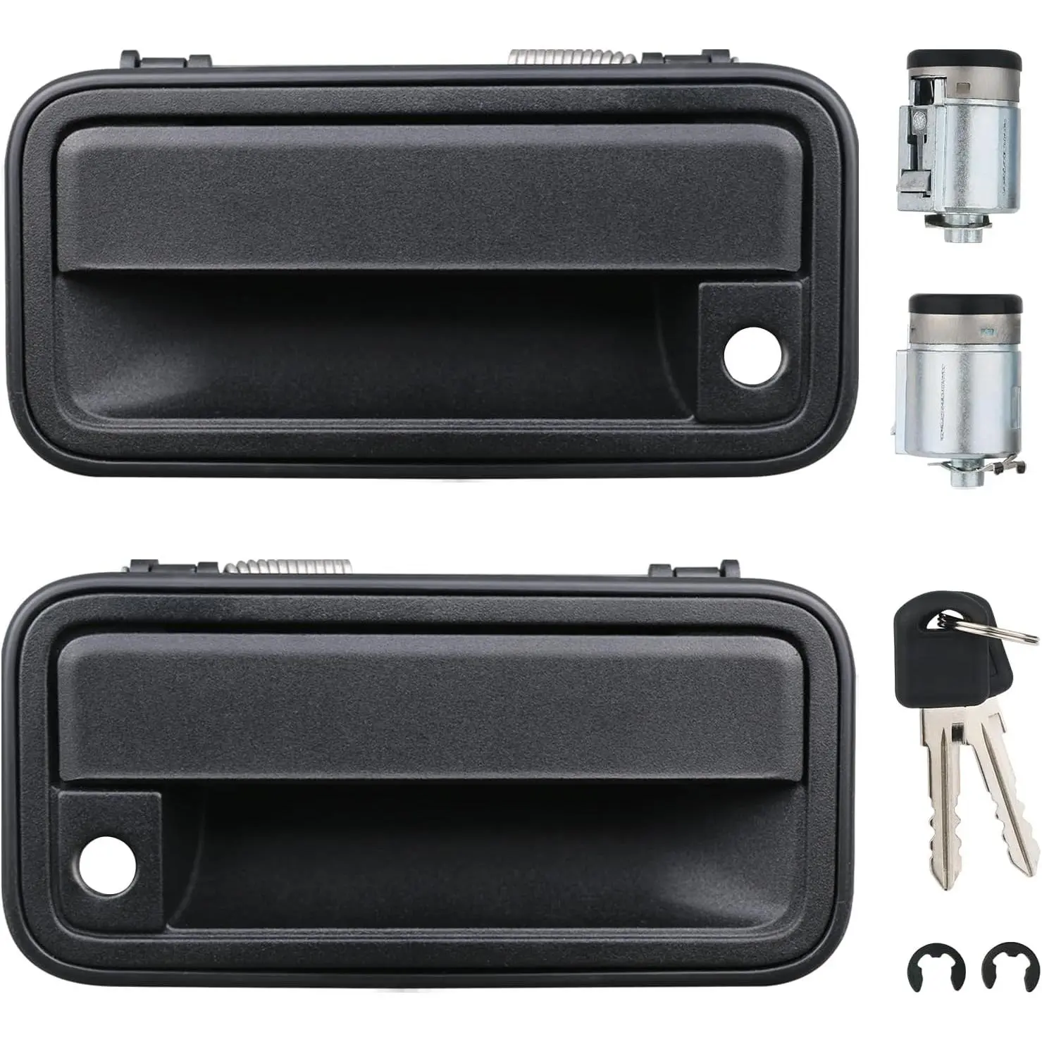 All Metal Exterior Door Handles w/Key Lock Cylinders Compatible with 1995-2000 Chevrolet Chevy/GMC C1500 C2500 C3500 K1500 K2500 K3500 Suburban Tahoe Yukon 15742229 15742230