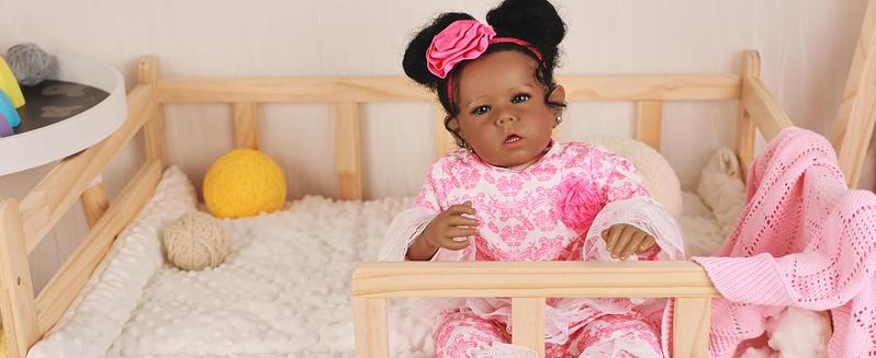 Reborn Baby Dolls Black Girl, African American 20 Inch Realistic Newborn Baby Dolls with Lifelike Soft Body Silicone Limbs Birthday Gift Set for Ages 3+