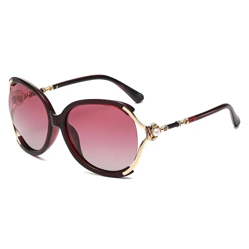 Large Frame Personalized Sunglasses, Fashionable Women's Pearl Decoration Fashion Sunglasses, UV Resistant Glasses