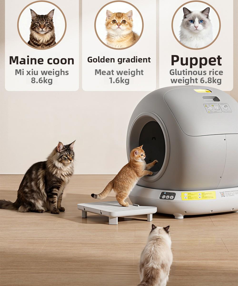 Smart app-controlled cat litter box, fully automatic, extra-large, anti-splash, enclosed cat toilet
