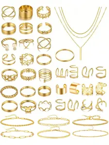 Women's Boho Fashion Jewelry Set, Zinc Alloy Floral Design, Heart & Flower Patterns, Ideal for Daily Wear & Gift Giving