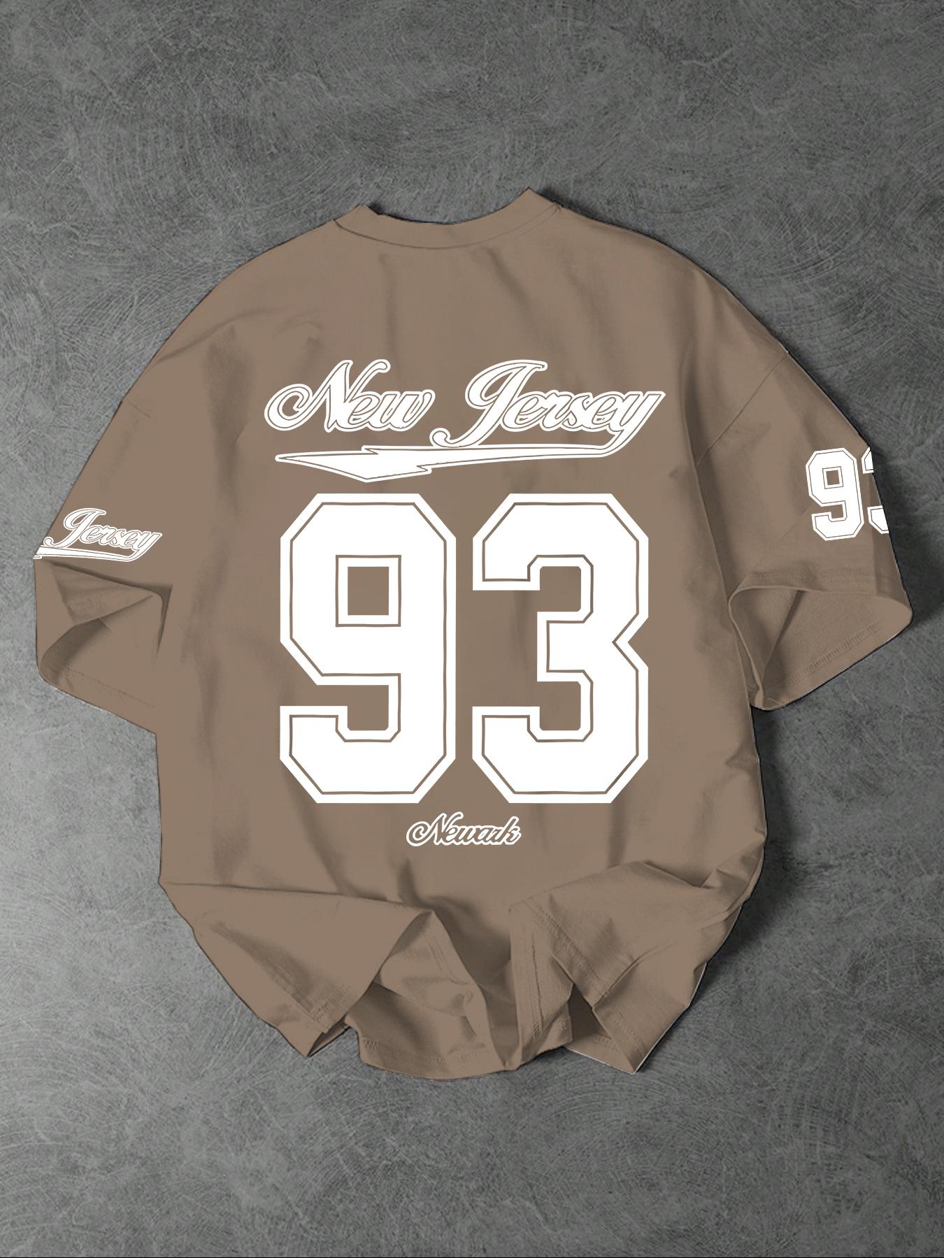 Men's Letter & Number Print Round Neck Tee, Regular Fit Casual Short Sleeve Crew Neck T-Shirt for Summer, Fashion Men's Top for Daily Wear, Athletic Sports Clothing