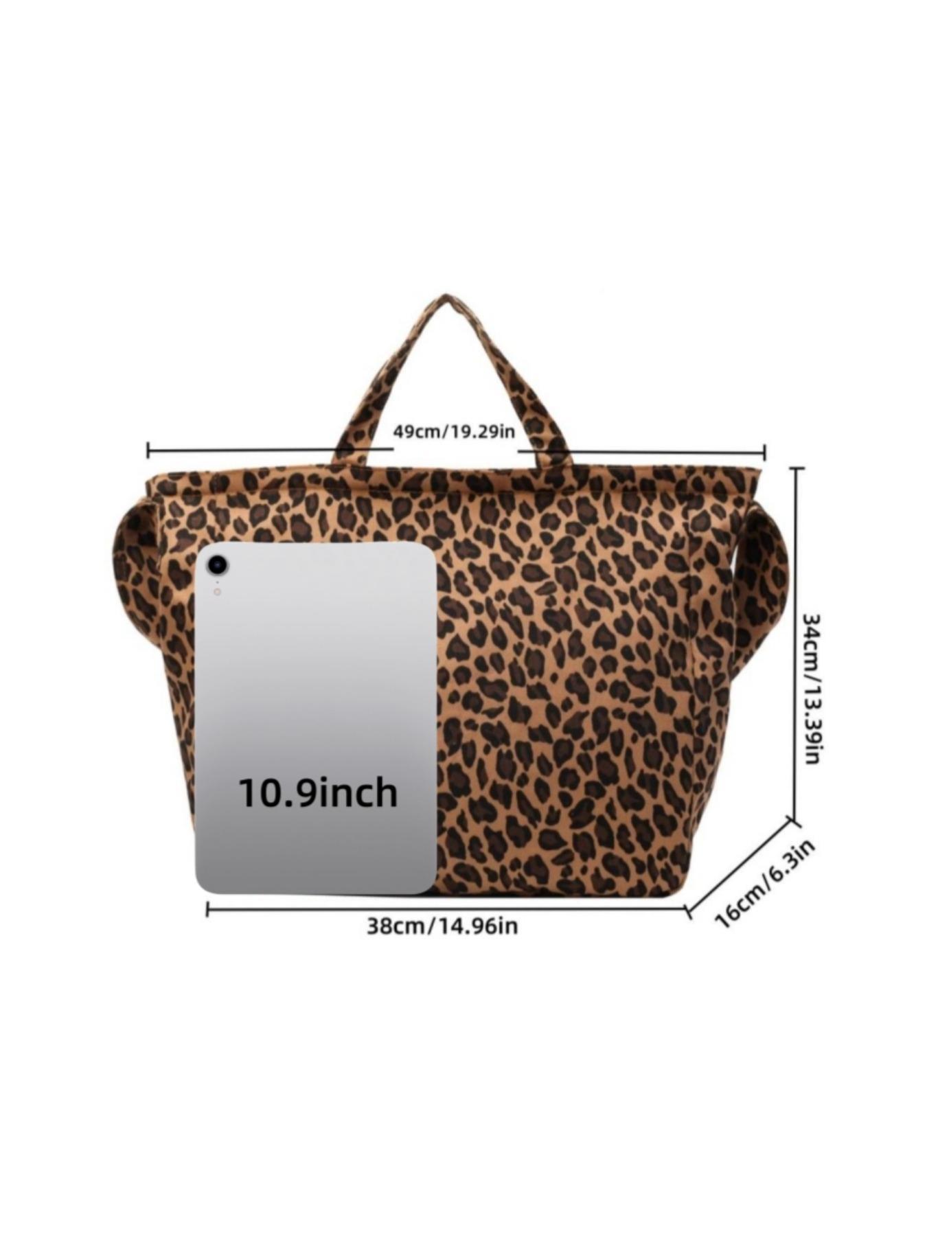 Fashion Leopard Pattern Tote Bag, Large Capacity Shoulder Bag for Women, Casual Trendy Versatile High-quality Daily Commuting Bag, Girl Fashionable Shopping Bag, Leopard Print Tote