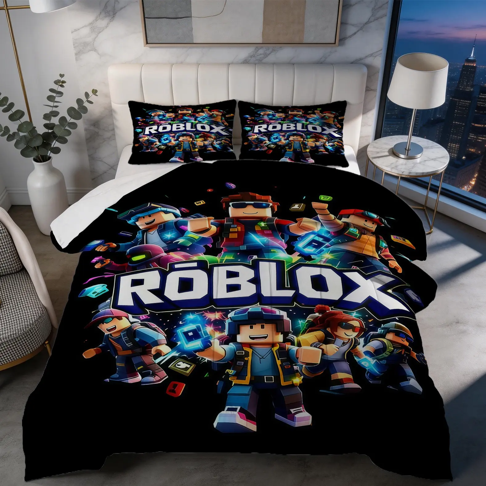 Roblox Pattern Comforter Set, Soft And Comfortable Bedding Set, Includes 1 Comforter And 1 Or 2 Pillowcases Without Pillow Core, Suitable For Home Or Dormitory Decoration, Perfect For Life And Festival Gifts