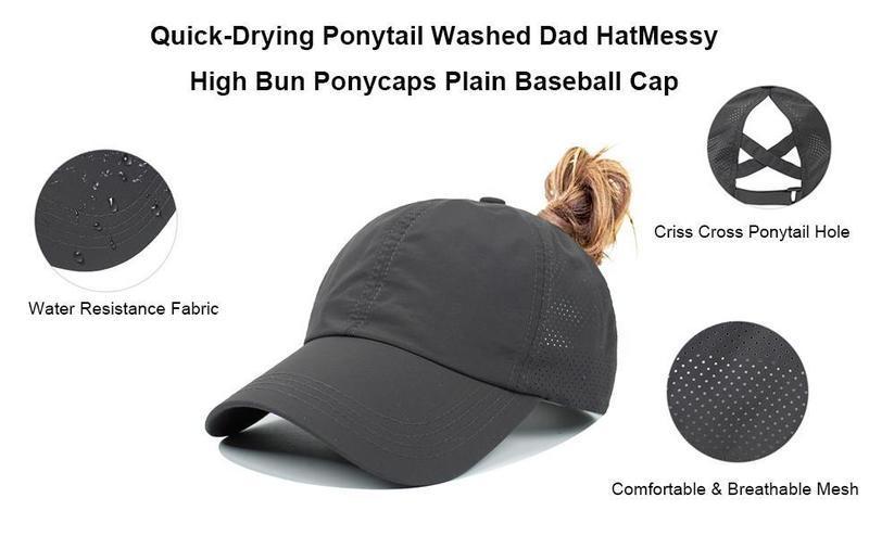 Women's 2-Pack Solid Trucker Hats - Adjustable High Ponytail Messy Bun Baseball Cap, Nylon Blend Quick-Drying Mesh Panels, High Crown Snapback, Black & Dark Gray Cooling Sun Protection Adjustable Streetwear Hat for Women, Hats For Women