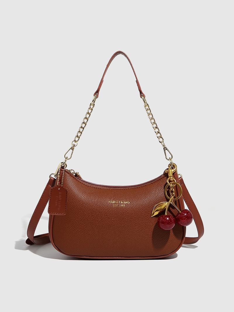 Women's Solid Color PU Leather Shoulder Bag, Adjustable Strap Office Crossbody Bag, Fashionable Durable Design for Daily Use