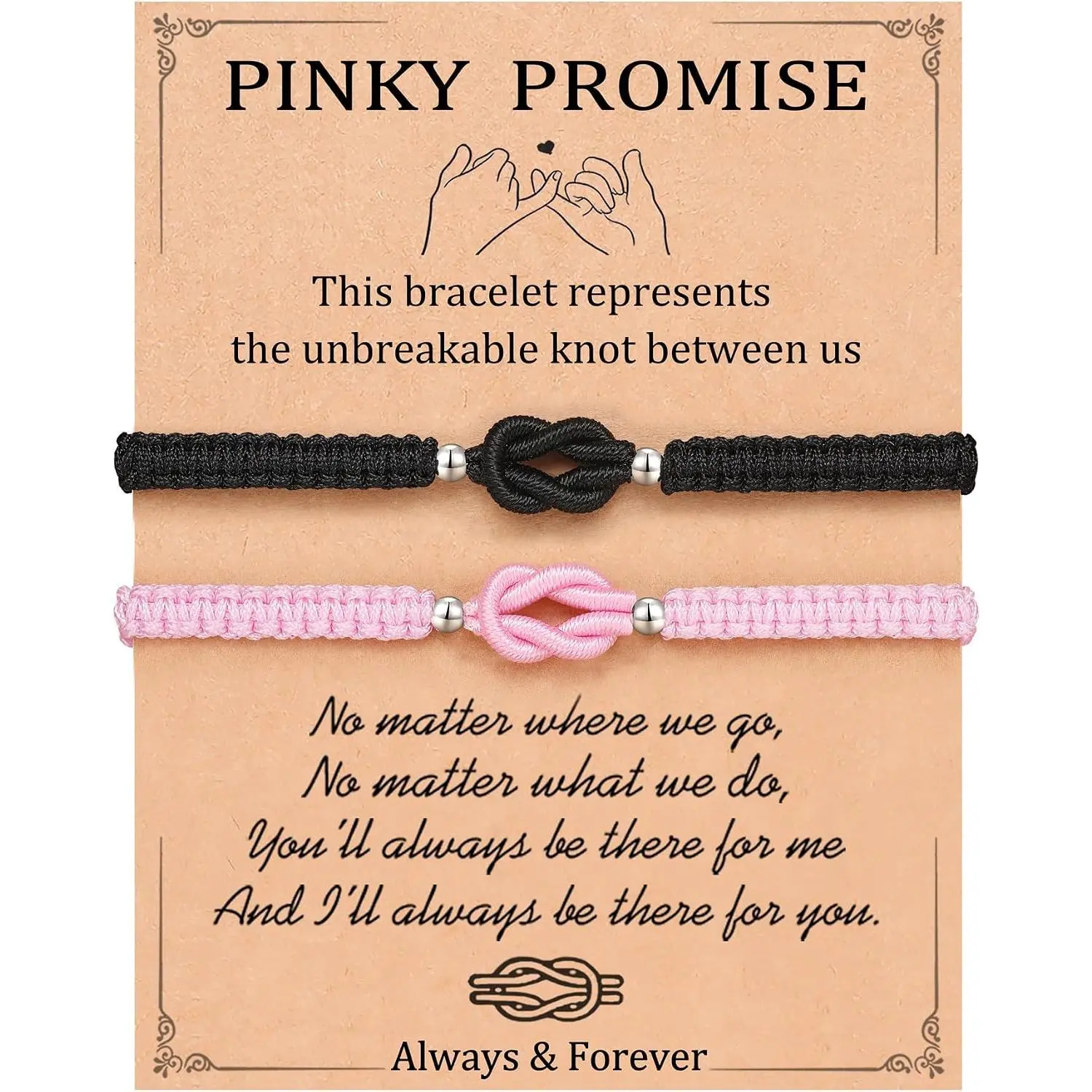 Pinky Promise Forever Love Knot Bracelets for Couples-Birthday Anniversary Valentines Christmas Gifts
