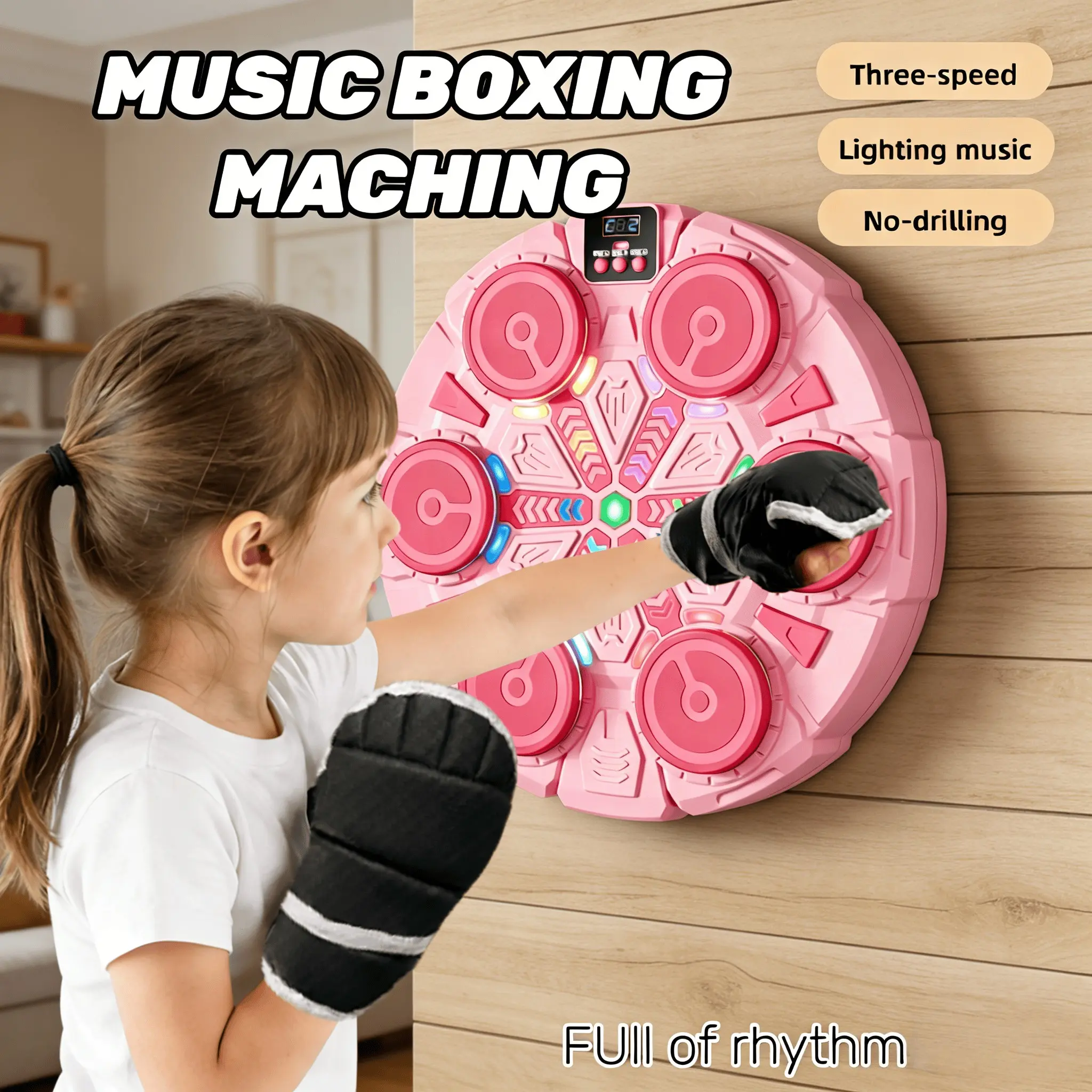Smart Music Boxing Trainer, Adult & Kids, LED Display, Bluetooth-compatible Sync, Wall-Mountable, Home Office Gym, Gift Idea, Efficient Workout Equipment
