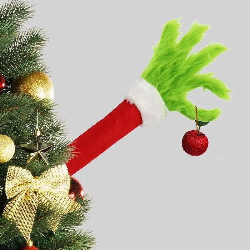 Christmas Tree Grinch Arm Ornament, Festive Decoration with Fruit, Fun Christmas Hanging Decor, Holiday Atmosphere Enhancer