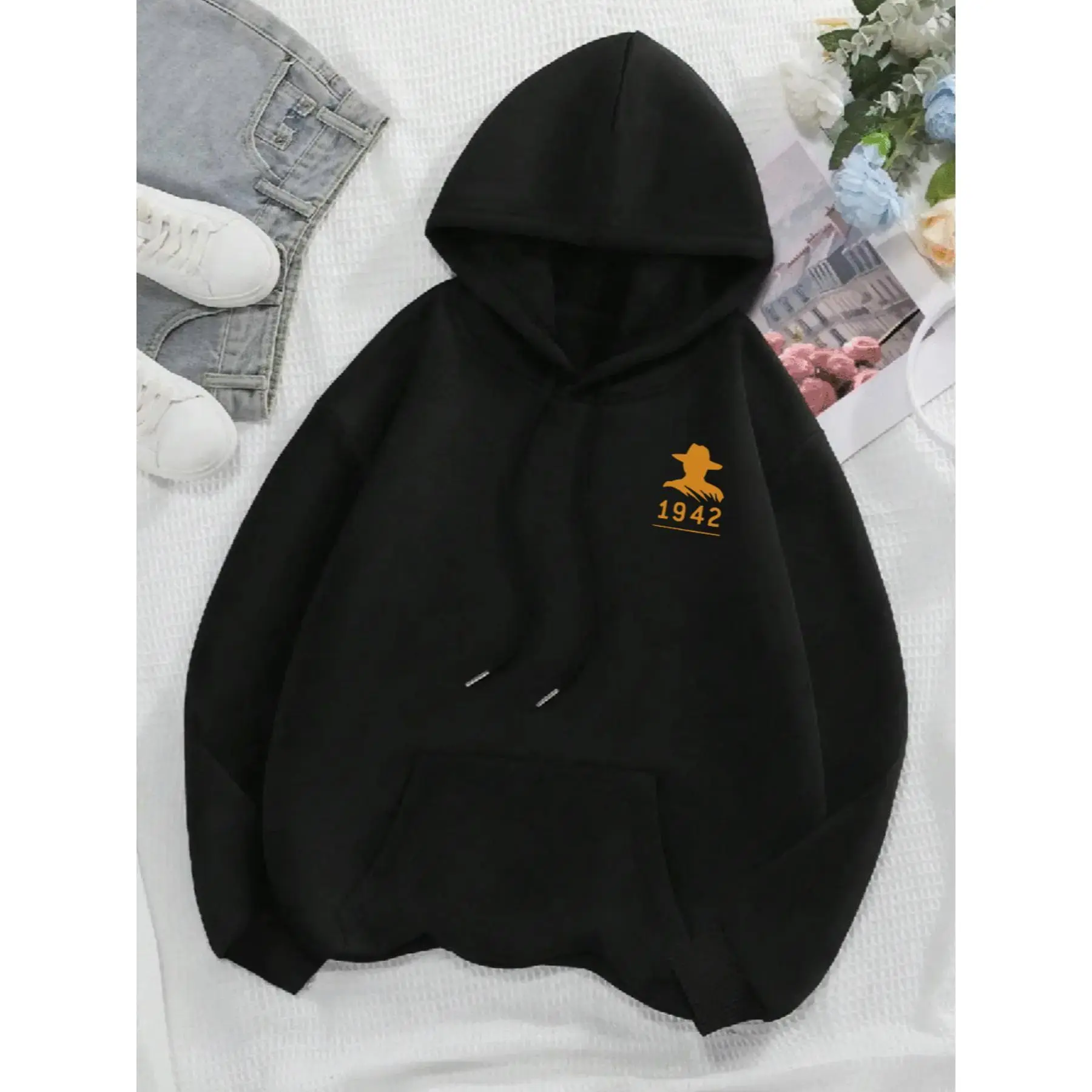 Men's Letter Print Drop Shoulder Hoodies, Fashion Casual Regular Fit Drawstring Pocket Hooded Sweatshirt for Daily Holiday Outdoor Wear, Graphic Print Hoodie, Casual Hoodie Pullovers, Men Clothes for Fall & Winter, Drawstring Hoodie Top