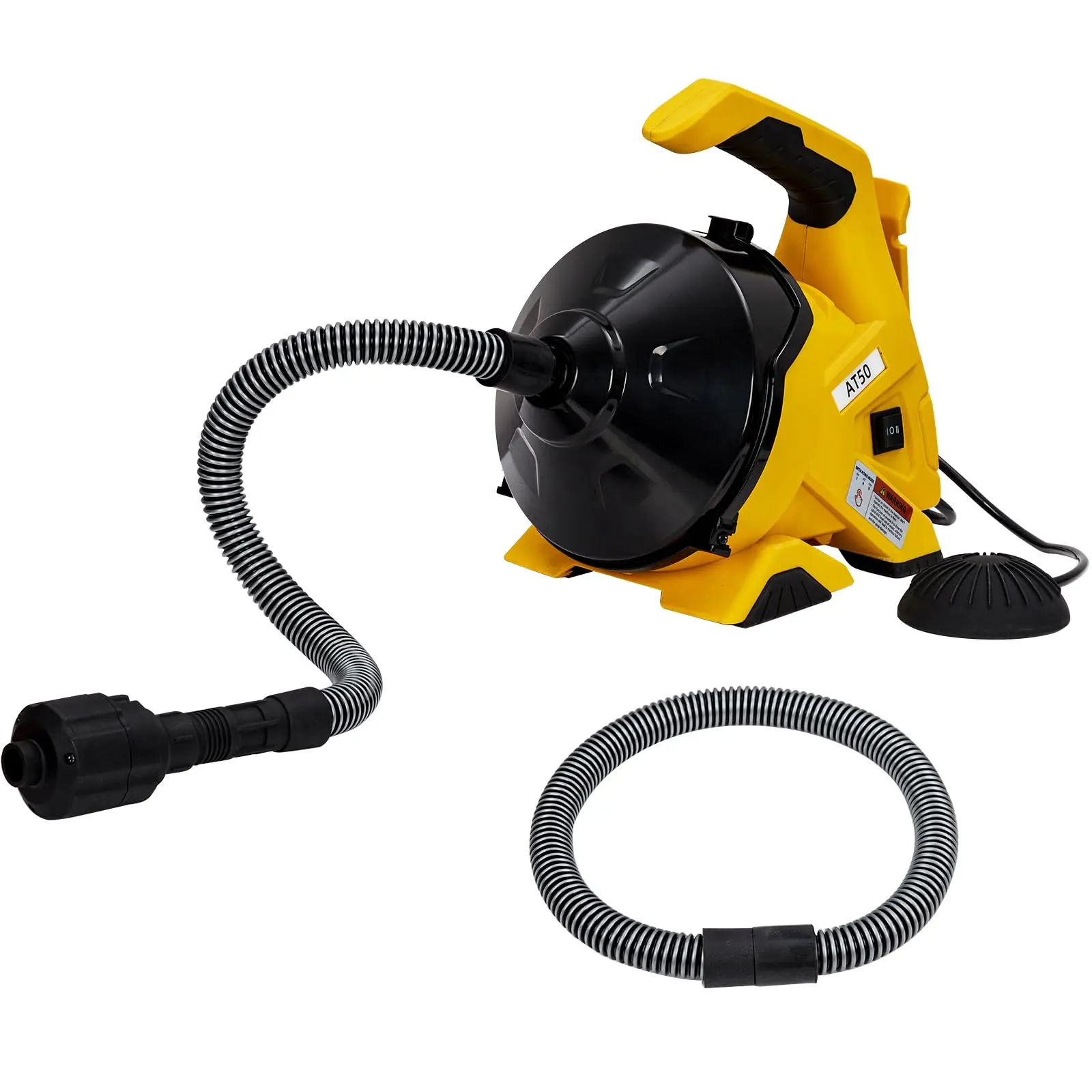 GARVEEDrain Cleaner Machine 30Ft x 3/10In, Auto-feed Electric Drain Auger, Piano Wire Cable, Foot Switch, for Sinks, Toilets, Floor Drains