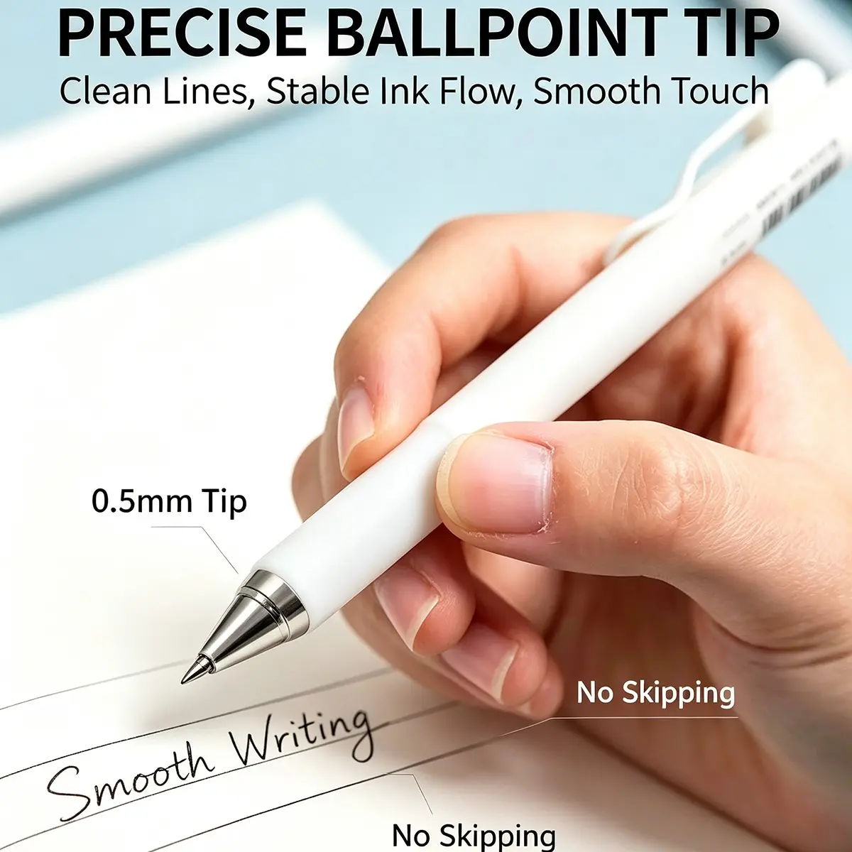 12pc Classic Click Pens, Simple Transparent High Aesthetic Dual Pearl Cs Thick Quick-Dry Exam Writing Pens, Ideal for Studying