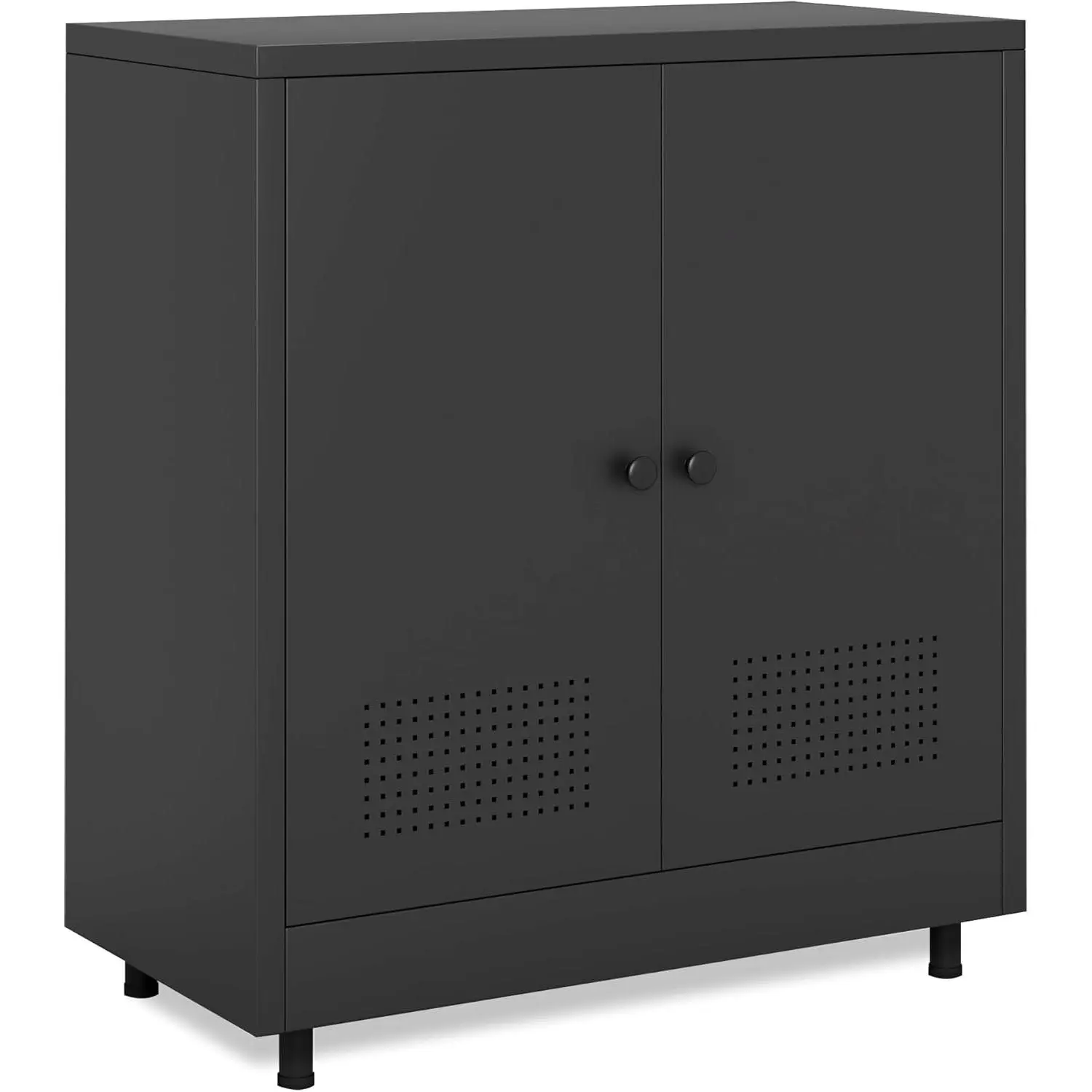 Metal Storage Cabinet with 2 Doors and Adjustable Shelf, Steel Accent Sideboard Buffet Cabinet for , Office, Garage, Entryway, Living Room, Kitchen Pantry and Dining Room (Black)