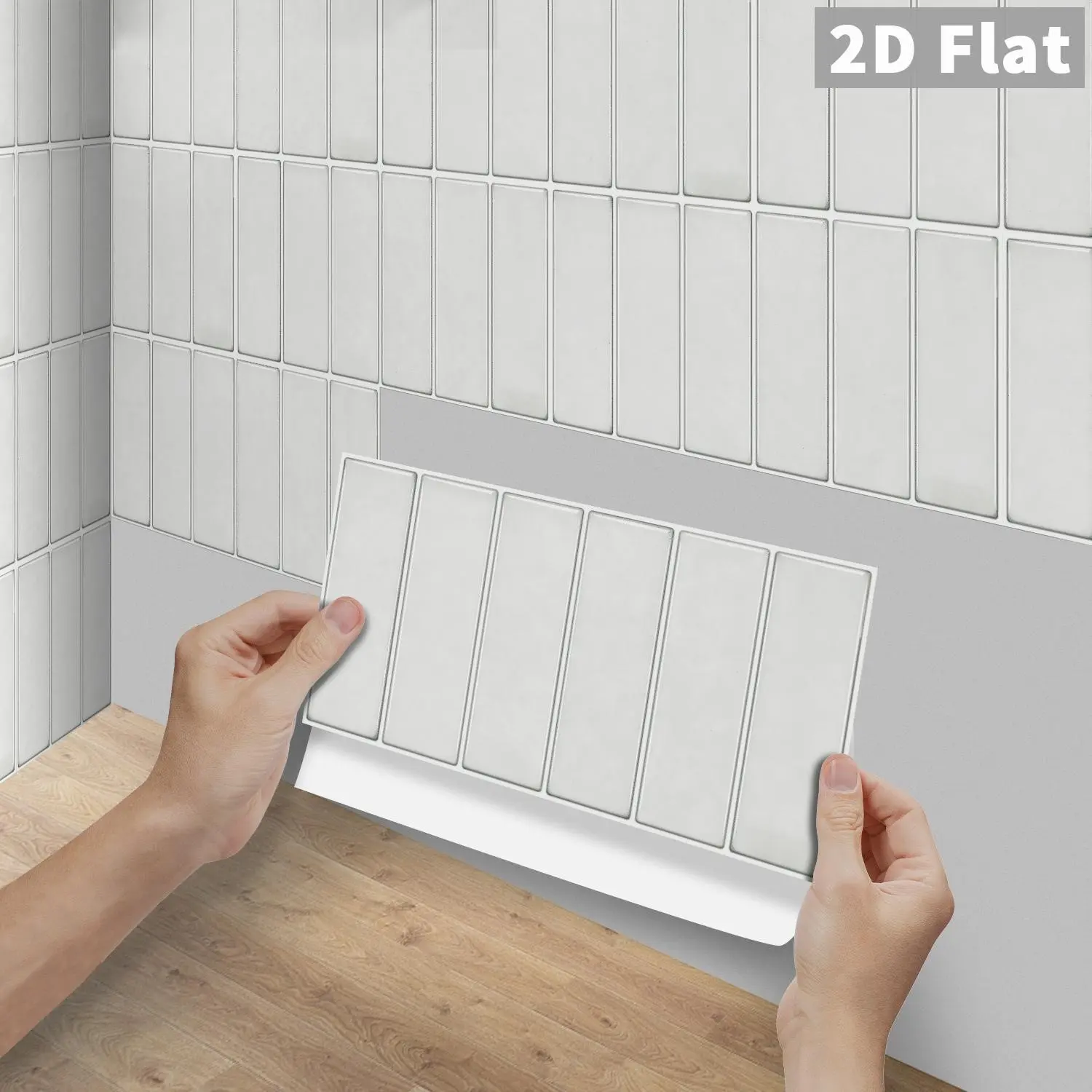 6/12/24/48PCS Pure Cream Matte Long Decorative Tile Stickers, FG PVC Crystal Peel & Stick Waterproof Oilproof Splashback for Kitchen Bathroom Floor Tile Wood Surfaces, Tiles Sticker