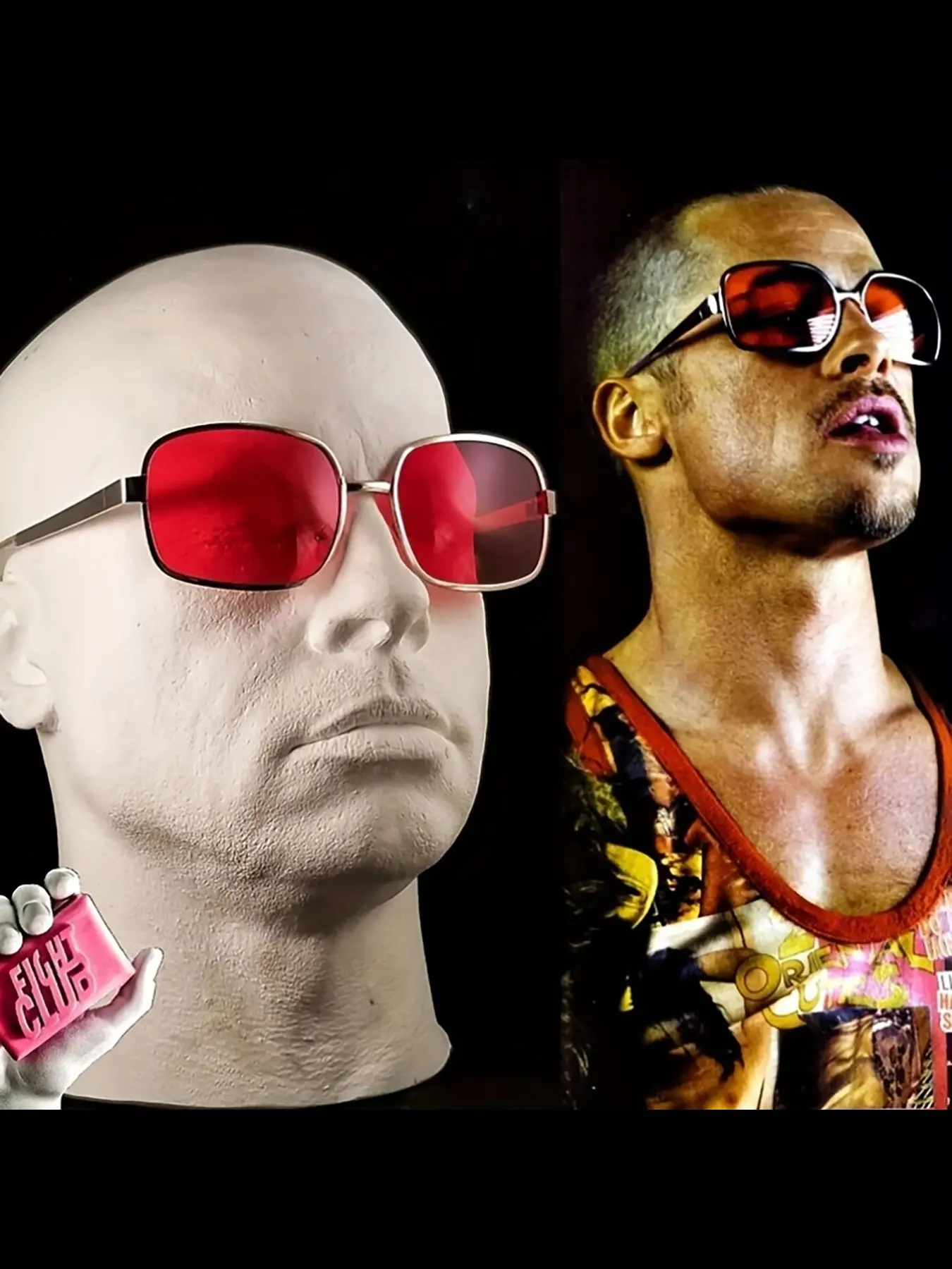 Project Mayhem Sunglasses Fight Club Tyler Durden Oliver Peoples 523 Brad Pitt men Trendy Shades RED lens sunglasses:with box