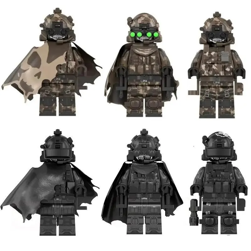 6 Pcs 2026 Popular Military Series Building Block Toys, WM6147/WM6168/WM6169 SWAT Commando Soldier & City Police Cap Mini Action Figures
