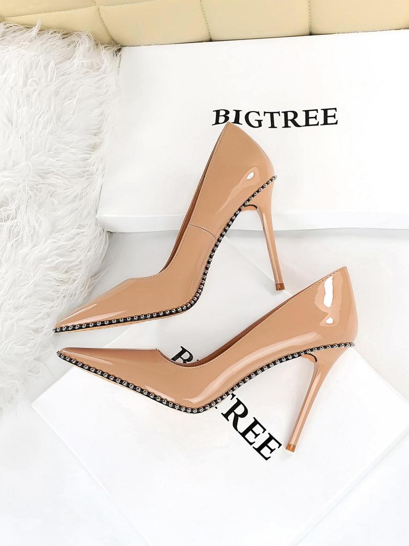Women's Fashionable Rivet Decorated Stiletto Heels, Elegant Pointed Toe High Heel Shoes for Party, Banquet, Daily Clothing Decor for Women & Girls, Classy Stiletto Heels