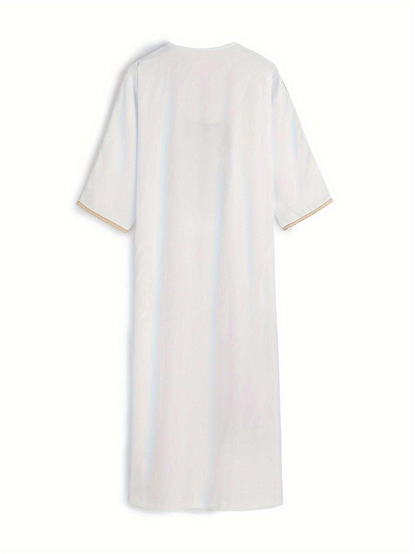 [Traditional Moroccan Robe] Zhiyu's Choice Traditional Moroccan Men's Robe |   Golden Thread Embroidery, Breathable Polyester, Loose Fit Elegant Design for Worship, Holiday & Special Occasion Wear