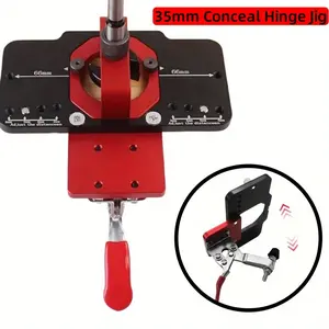 Heavy-Duty Metal Woodworking Hinge Boring Jig with Fixture Cup & Drill - 35mm Concealed Door Cabinet Installation System, Precision Alignment Template with Adjustable Height/Depth
