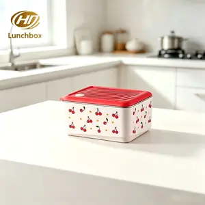 720ML High-Quality Food Grade Stainless Steel Bento Lunch Box, Cute Cherry Design, Microwave Safe, Single Layer, Durable Lunch Box, Reusable Lunch Box, Healthy Eating Containers, Meal Prep Containers Reusable, Model Xinghao T00yt0011