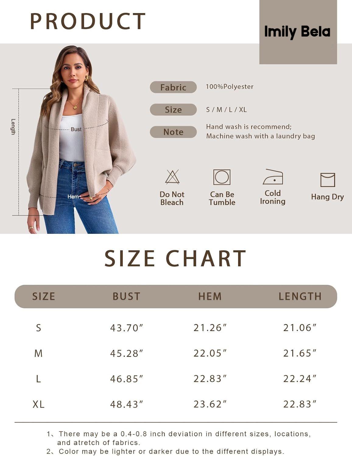 Womens Open Front Cardigan Batwing Long Sleeve Shawl Chunky Knit Loose Fall Poncho Sweater Coats