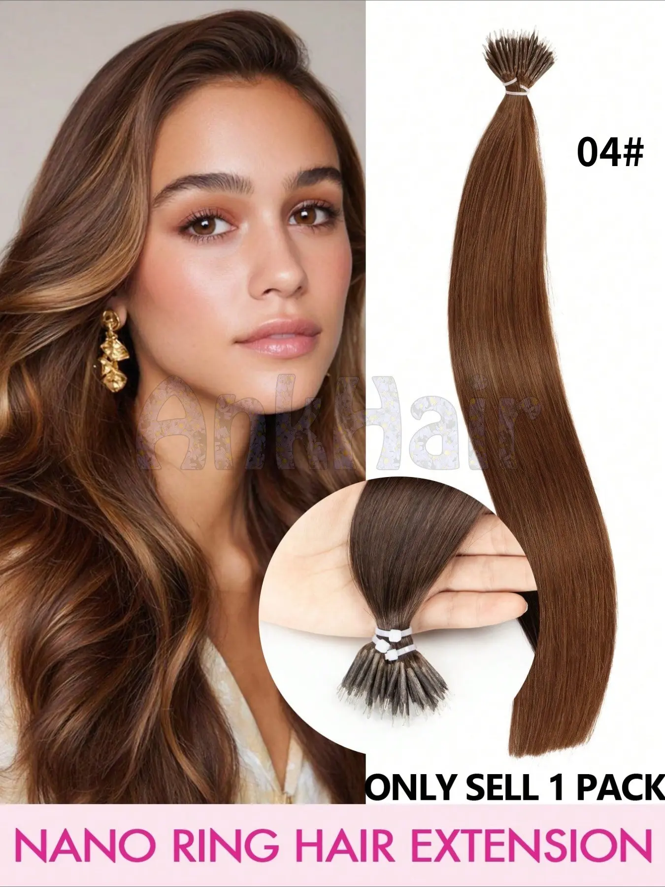 12-22 Inch Nano Ring Hair Extensions, Real Human Hair, Pre-Bonded Cold Fusion, Invisible Nano Bead, Natural Look, Hair Pieces Extensions