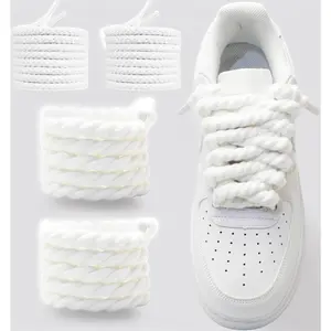 1 Pair Thick Rope Shoe Laces – 8mm Chunky Fat Twisted Shoelaces, Solid Color Sneaker Laces for Men & Women