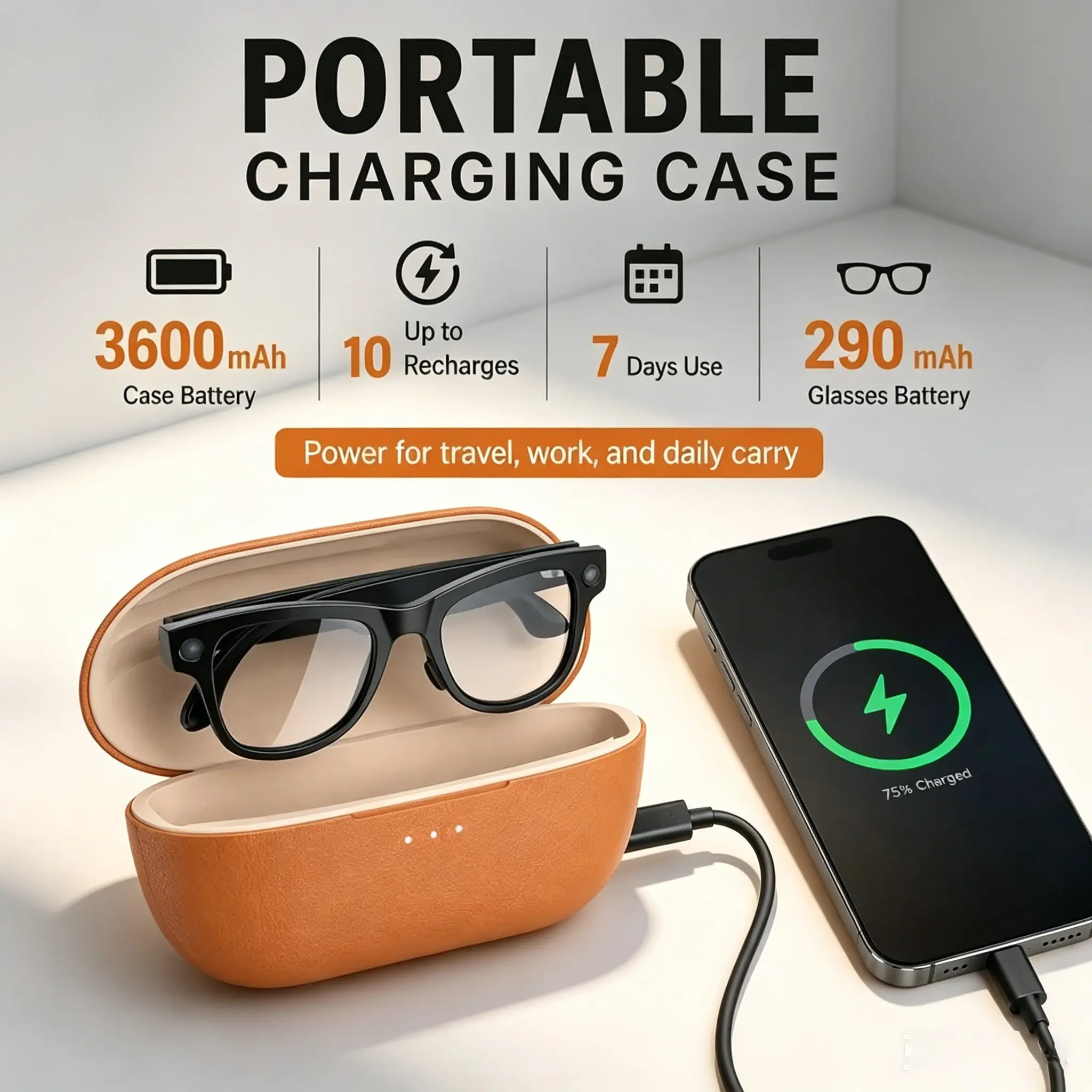 2026 M02 Ai Smart Glasses, Bluetooth-compatible Call Music Player, 8mp Camera, Ai Translation, Color-Changing Sunglasses, 3600mah Charger, Unisex, Outdoor Use