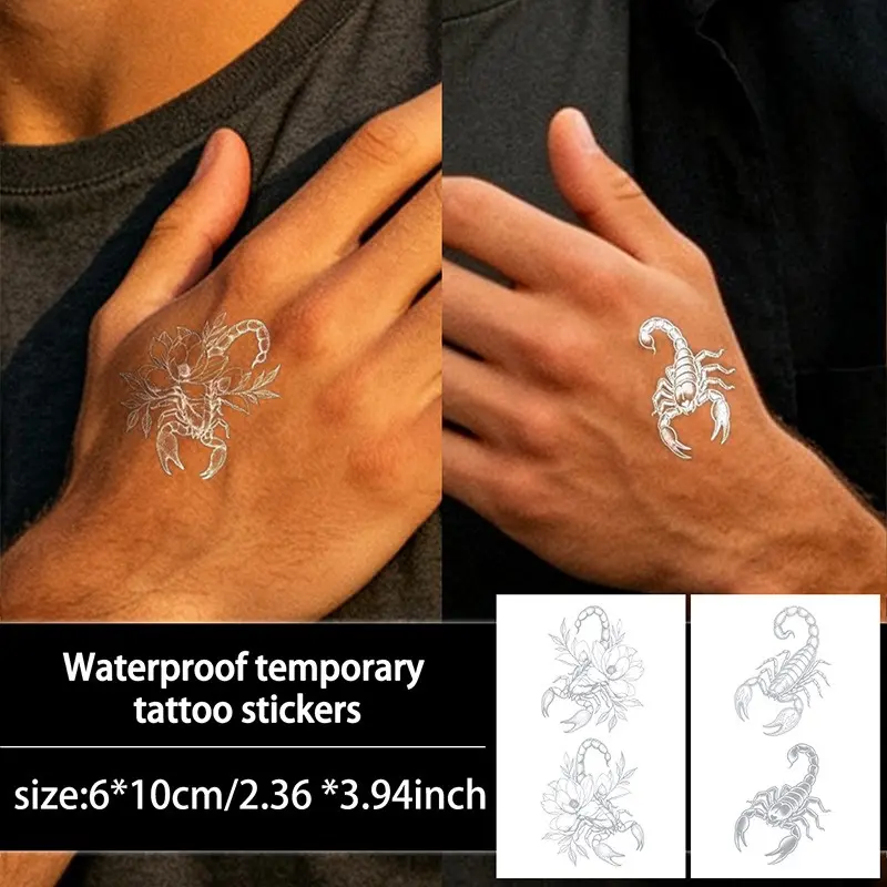 Scorpion Orchid Flower Temporary Tattoo Sticker, Waterproof Long-Lasting, Realistic Fake Tattoos for Neck, Arm, Hand, Leg